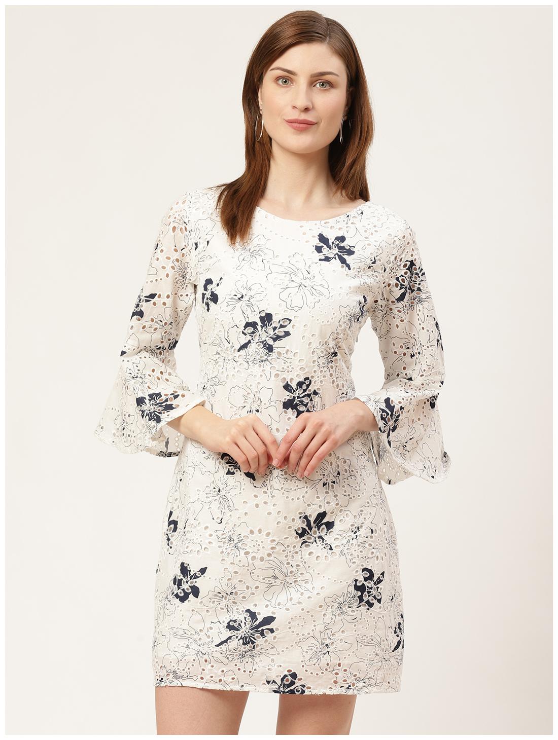 

Cover Story Women Cotton Floral White A Line Dress