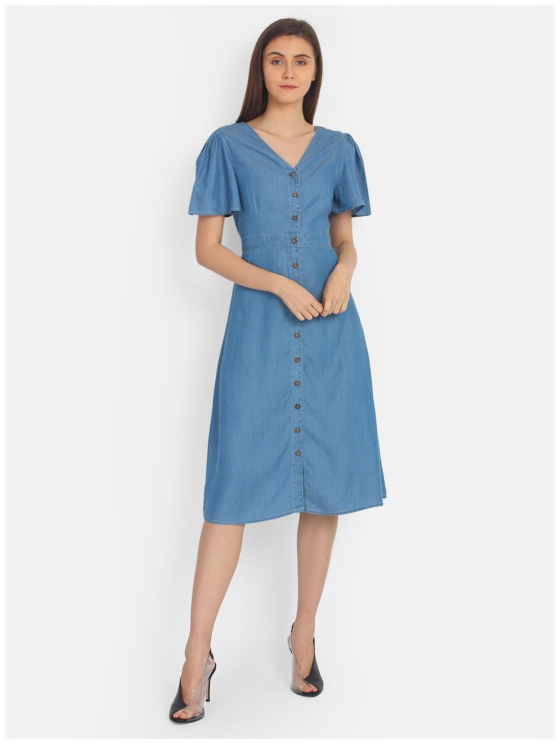 

Cover Story Blue Solid Shirt dress