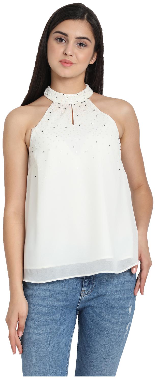 

Cover Story Women Embellished Blouson top - White