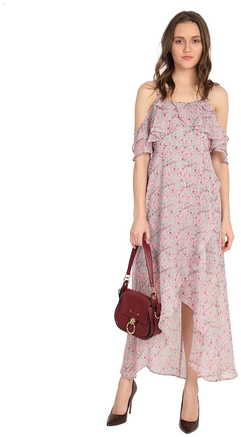 

Cover Story Grey Floral Maxi dress