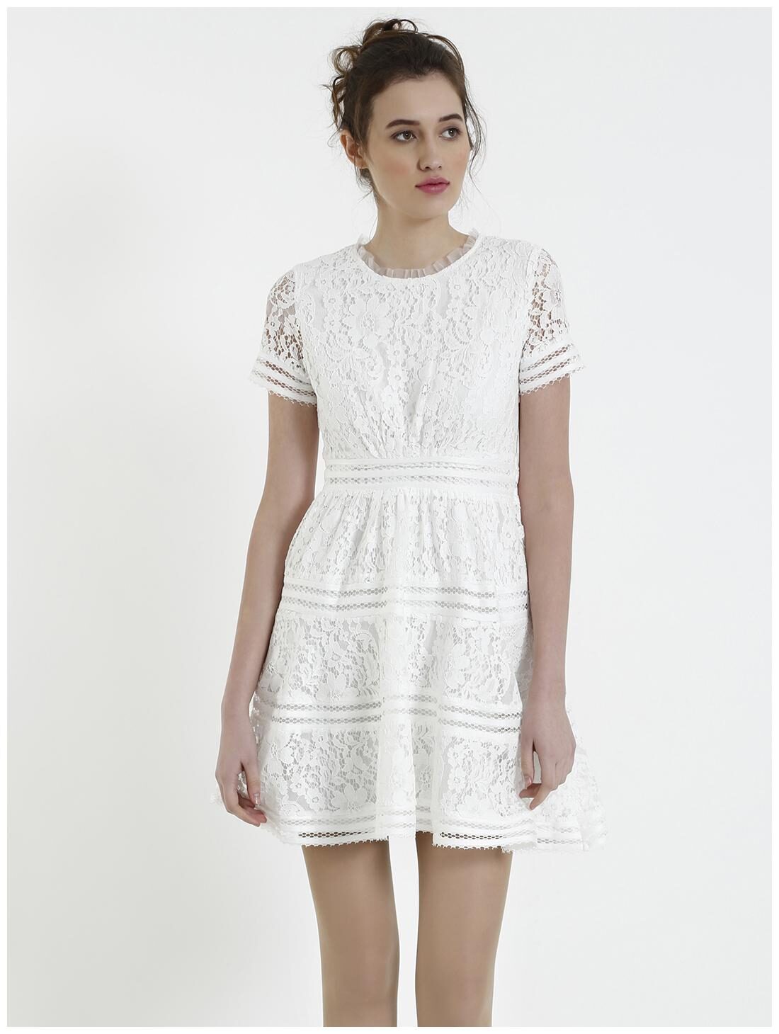 

Cover Story White Embroidered Fit flare dress