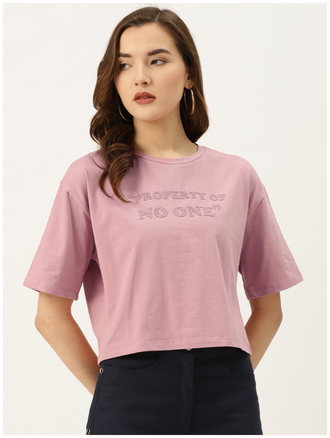 

Cover Story Women Pink Regular fit Round neck Cotton T shirt