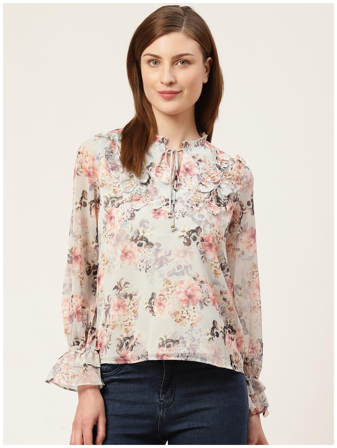 

Cover Story Women Polyester Printed Blouson Grey