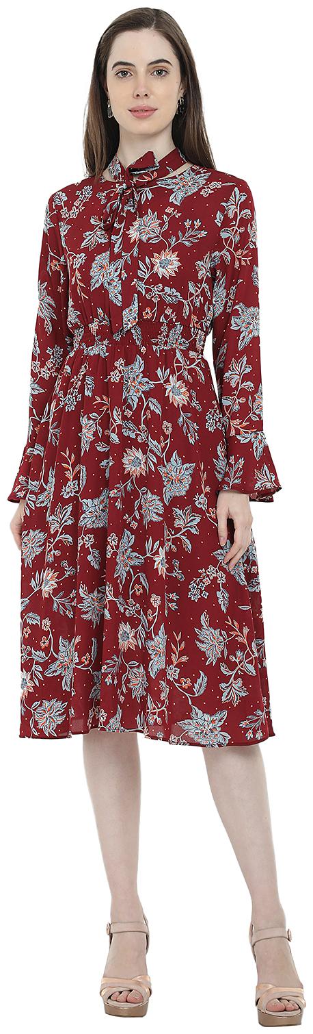 

Cover Story Red Floral Fit flare dress