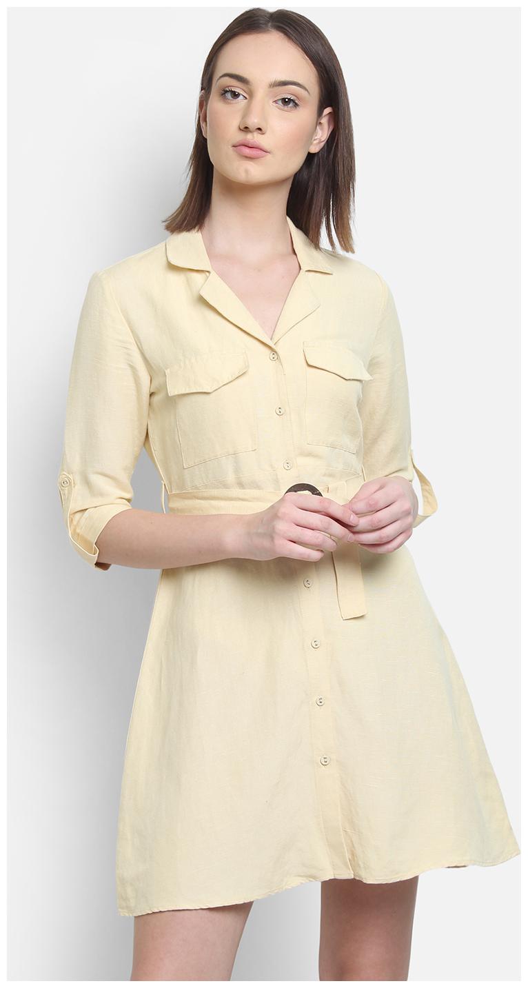 

Cover Story Yellow Solid Flared dress