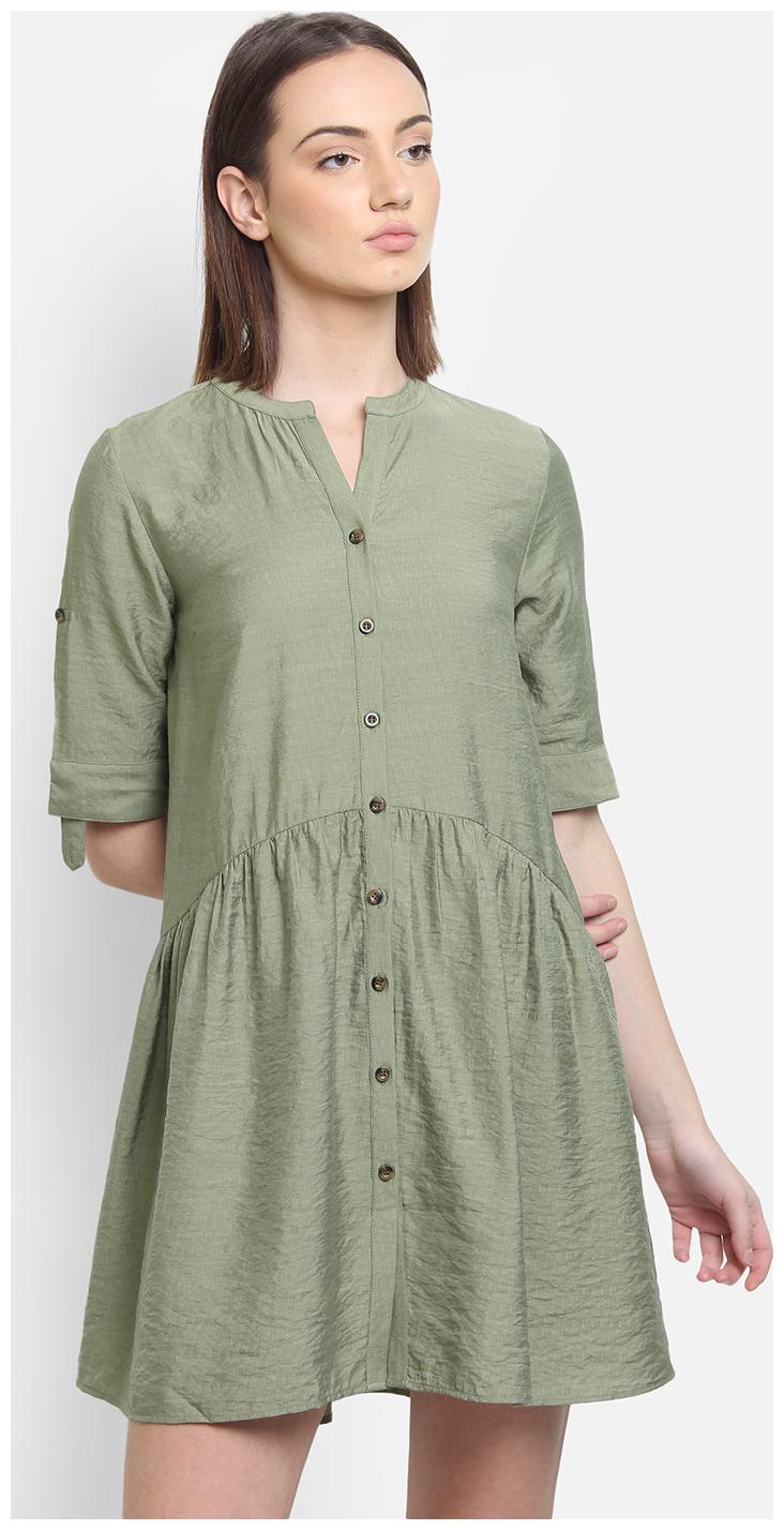 

Cover Story Brown Solid Shirt dress
