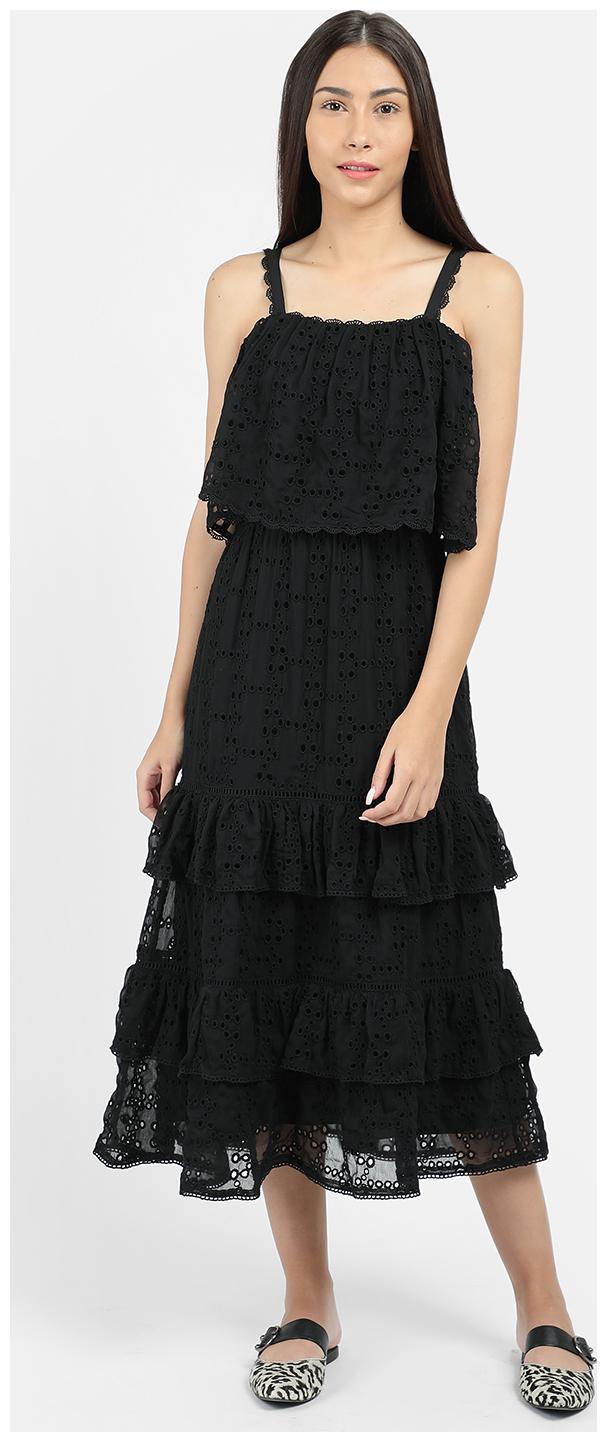 

Cover Story Black Embroidered Maxi dress