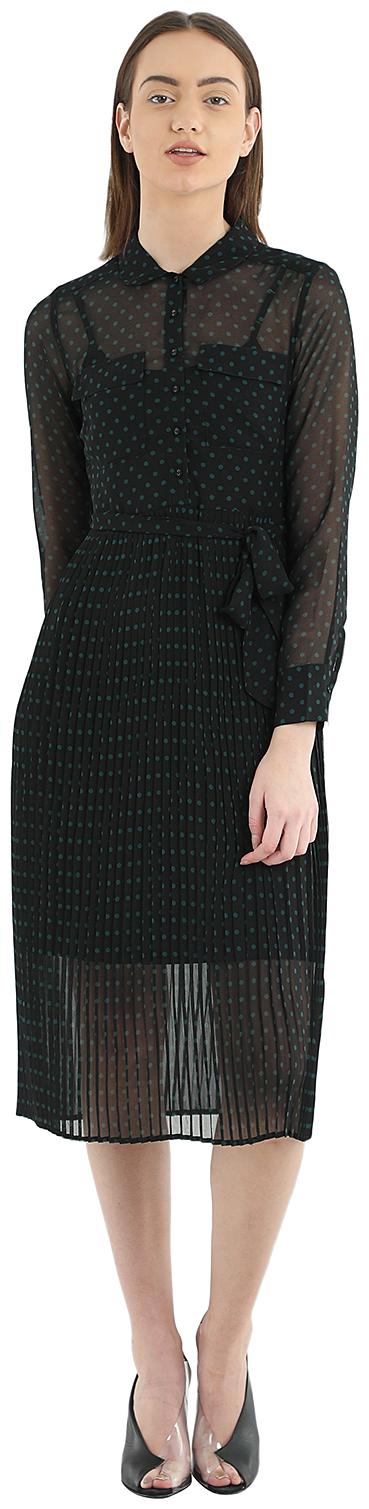 

Cover Story Black Polka dots Shirt dress