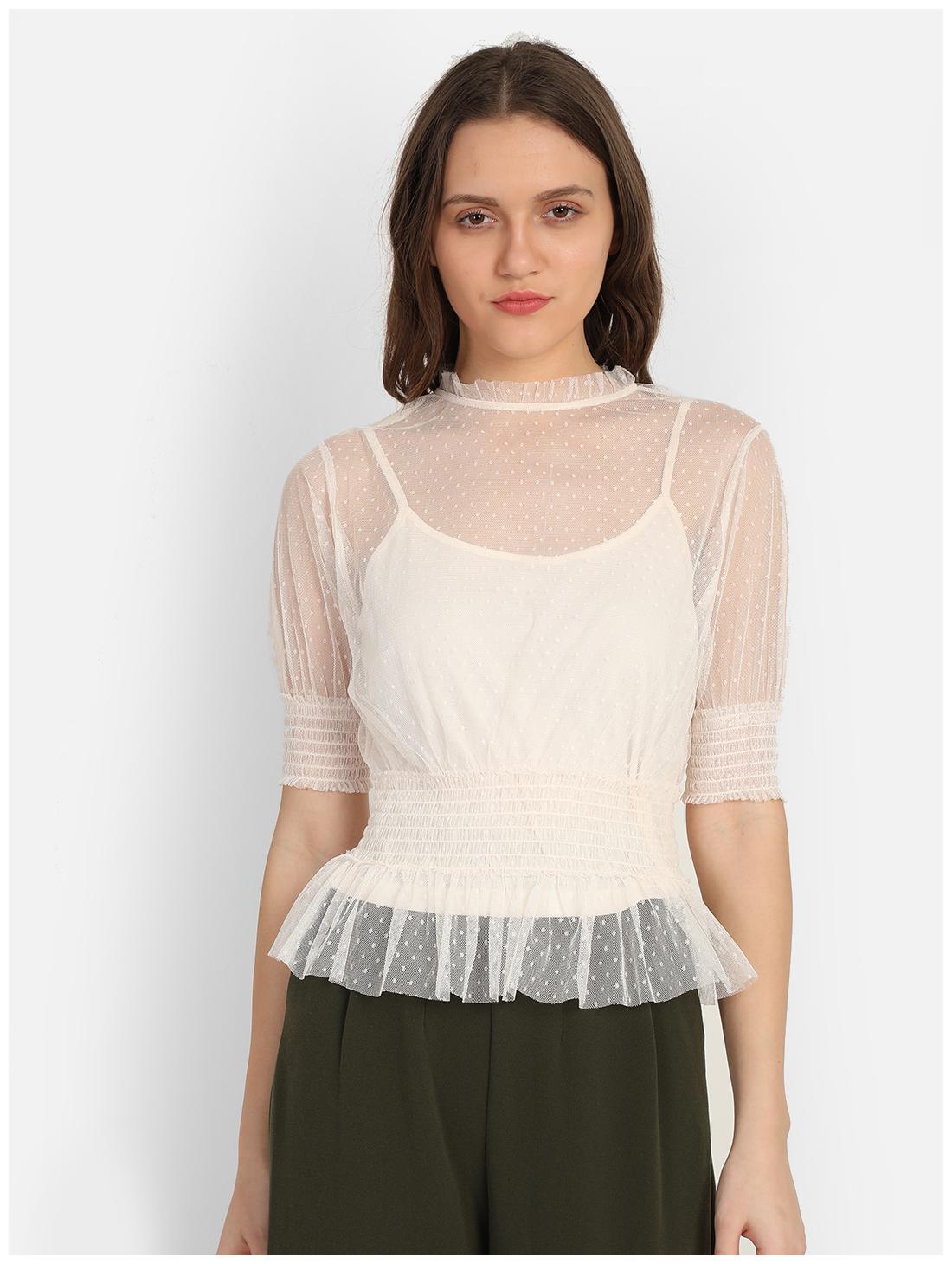 

Cover Story Women Embroidered Regular top - White