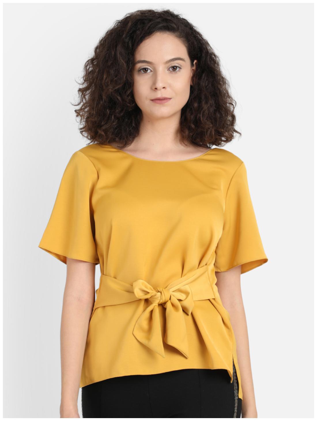 

Cover Story Women Solid Wrap top - Yellow