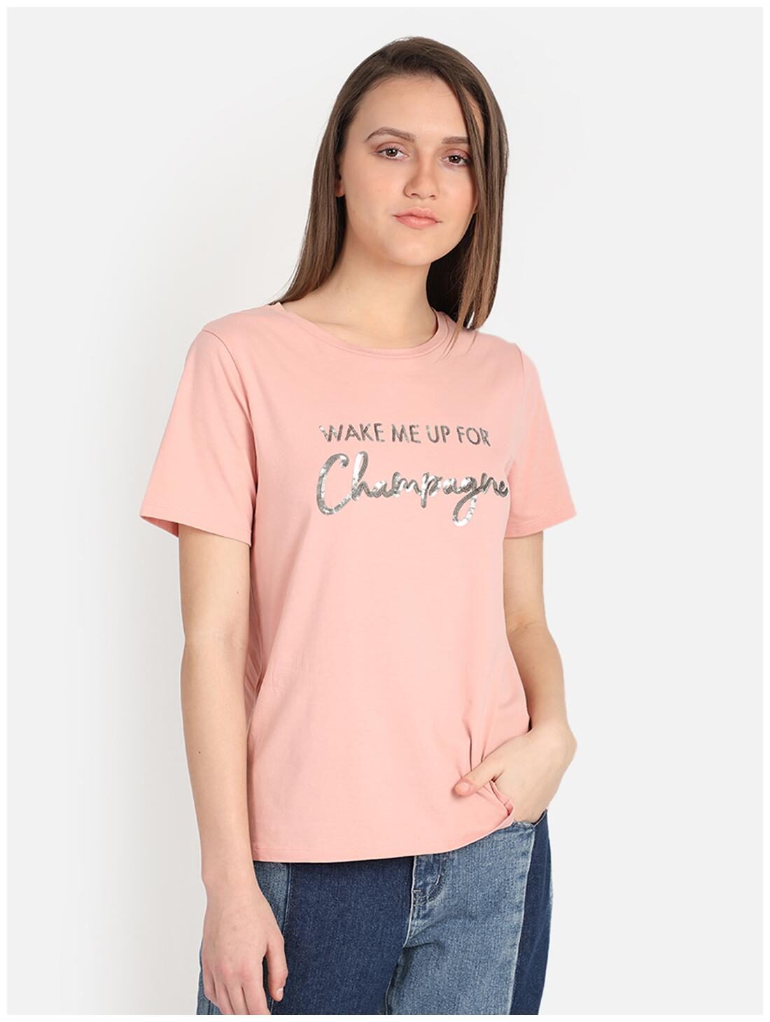 

Cover Story Women Pink Regular fit Round neck Cotton T shirt