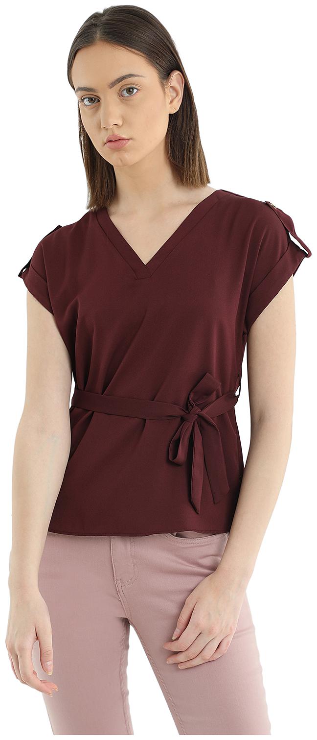 

Cover Story Women Solid Blouson top - Maroon