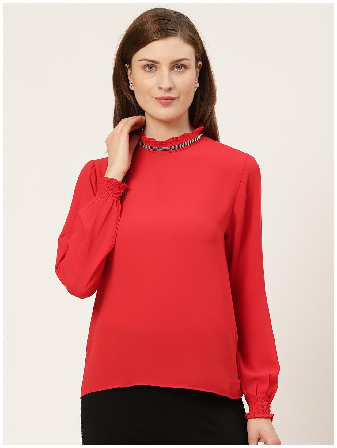 

Cover Story Women Polyester Solid Blouson Red