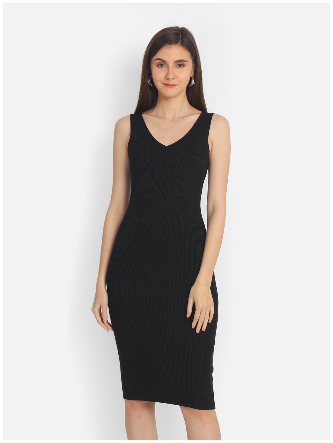 

Cover Story Black Solid Bodycon dress