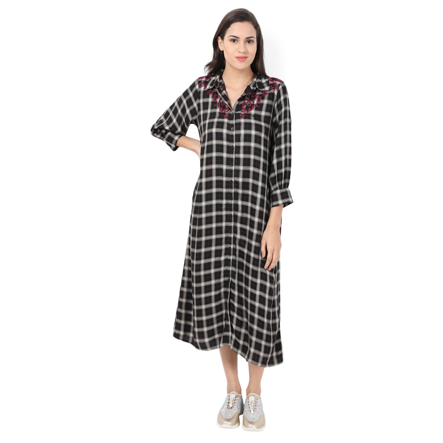 

Cover Story Black Checked Maxi dress