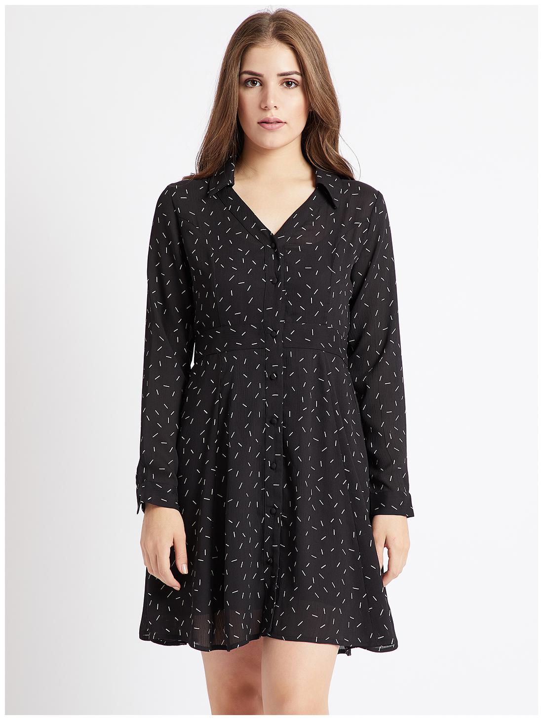 

Cover Story Black Printed Shirt dress