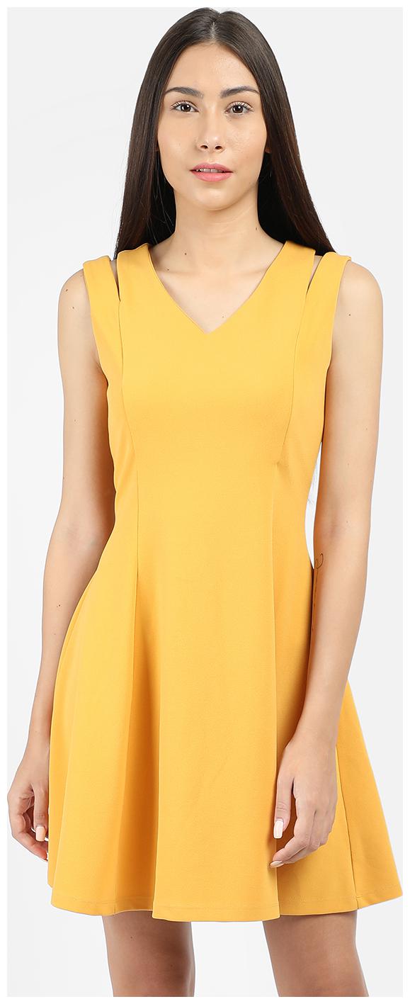 

Cover Story Mustard Solid Assymetric dress