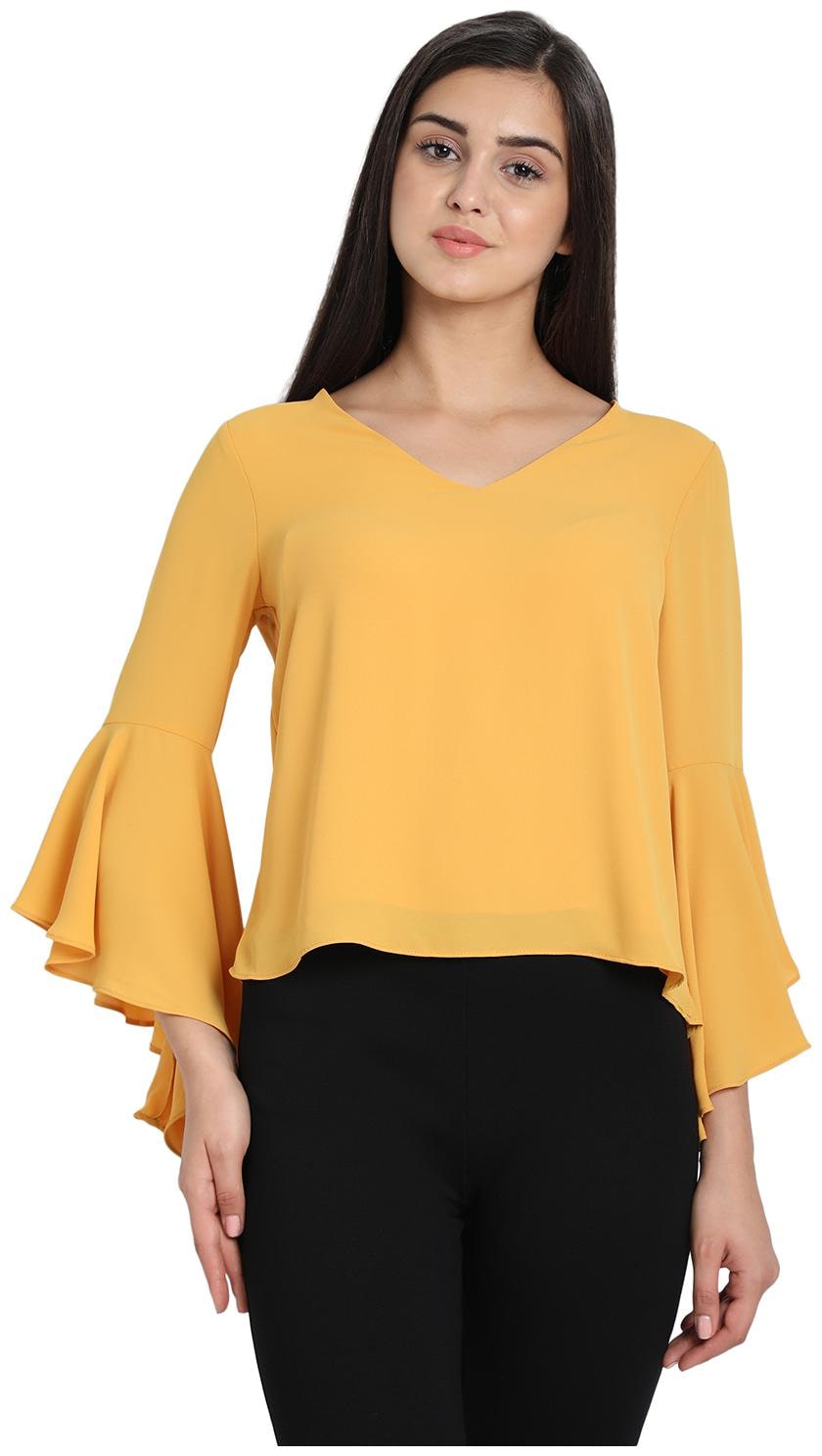 

Cover Story Women Solid Blouson top - Yellow