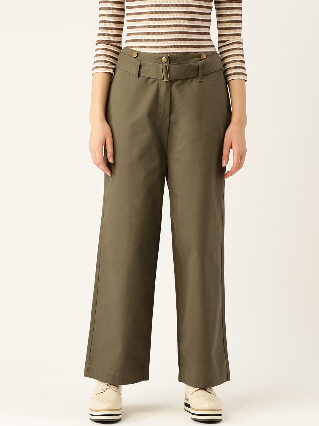 

Cover Story Women Cotton Solid Olive Cullotes