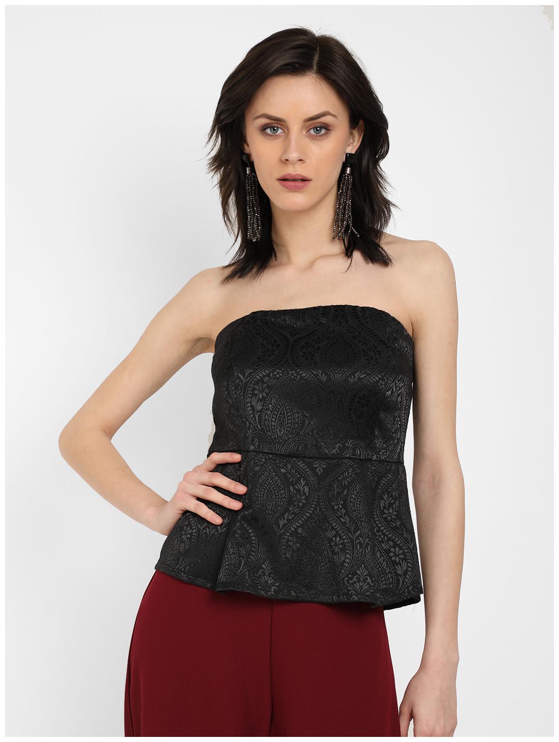 

Cover Story Women Floral Blouson top - Black