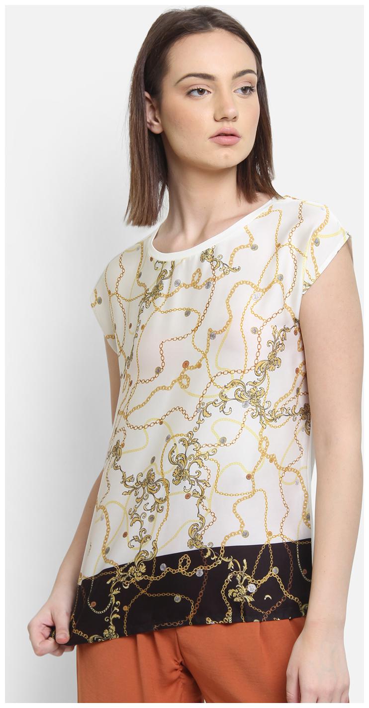 

Cover Story Women White Regular fit Round neck Polyester T shirt