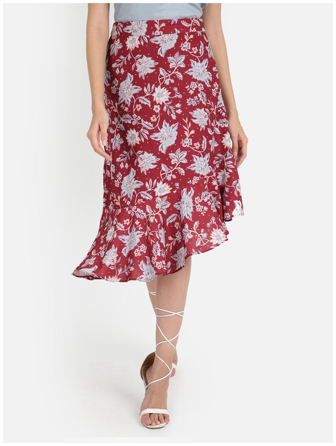 

Cover Story Floral Wrap skirt Midi Skirt - Wine