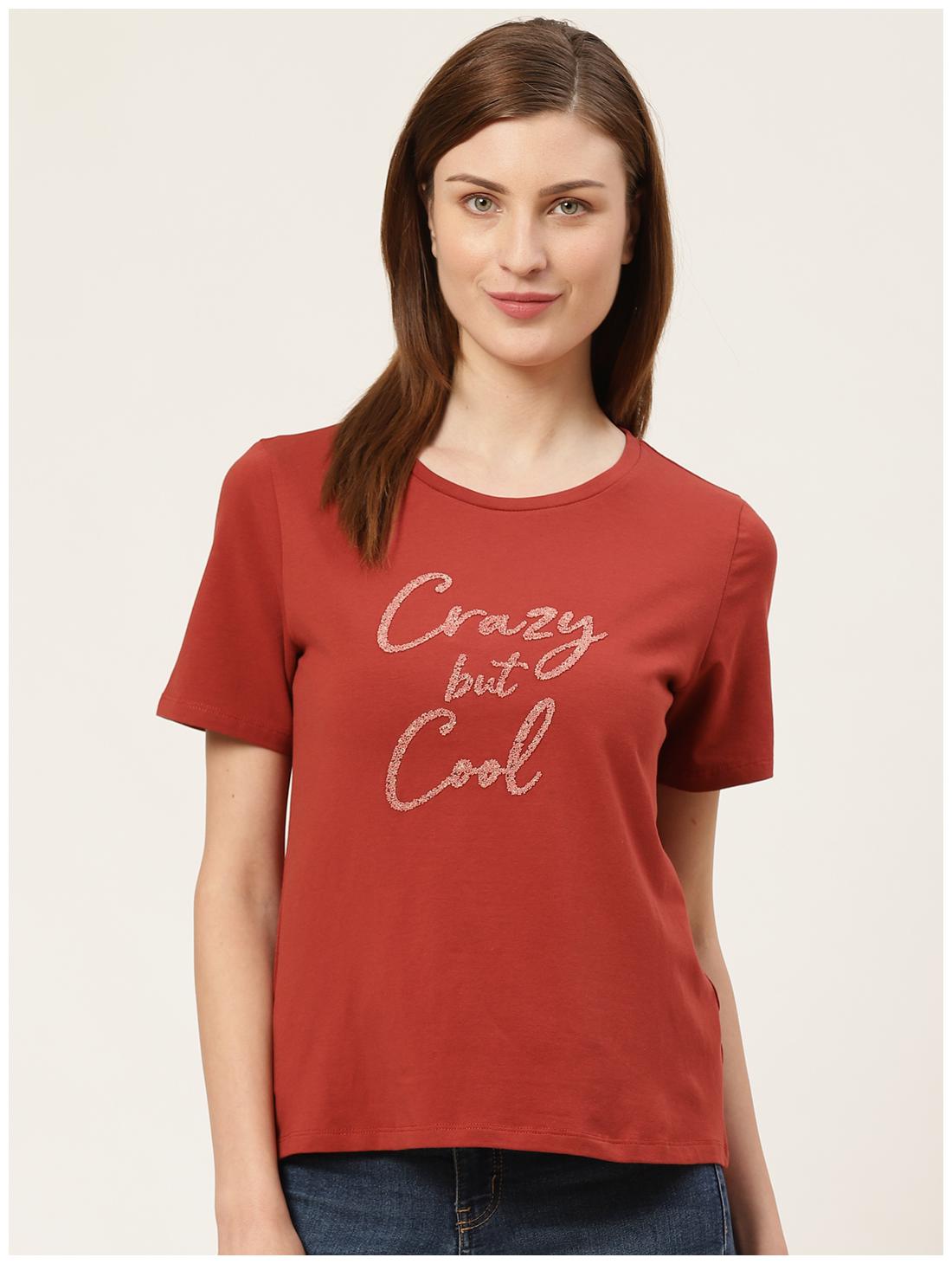 

Cover Story Women Red Regular fit Round neck Cotton T shirt