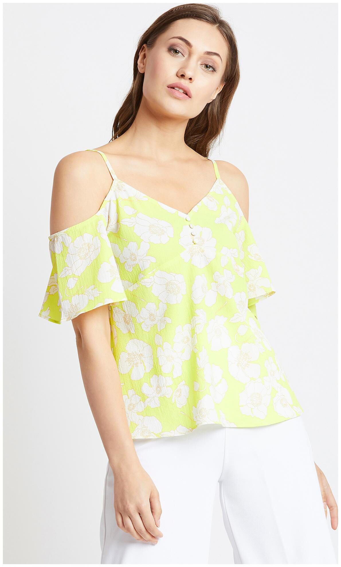 

Cover Story Women Printed Blouson top - Green White