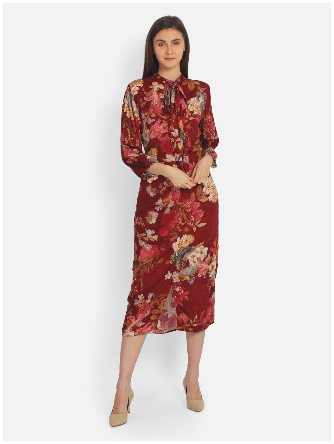 

Cover Story Maroon Floral Maxi dress