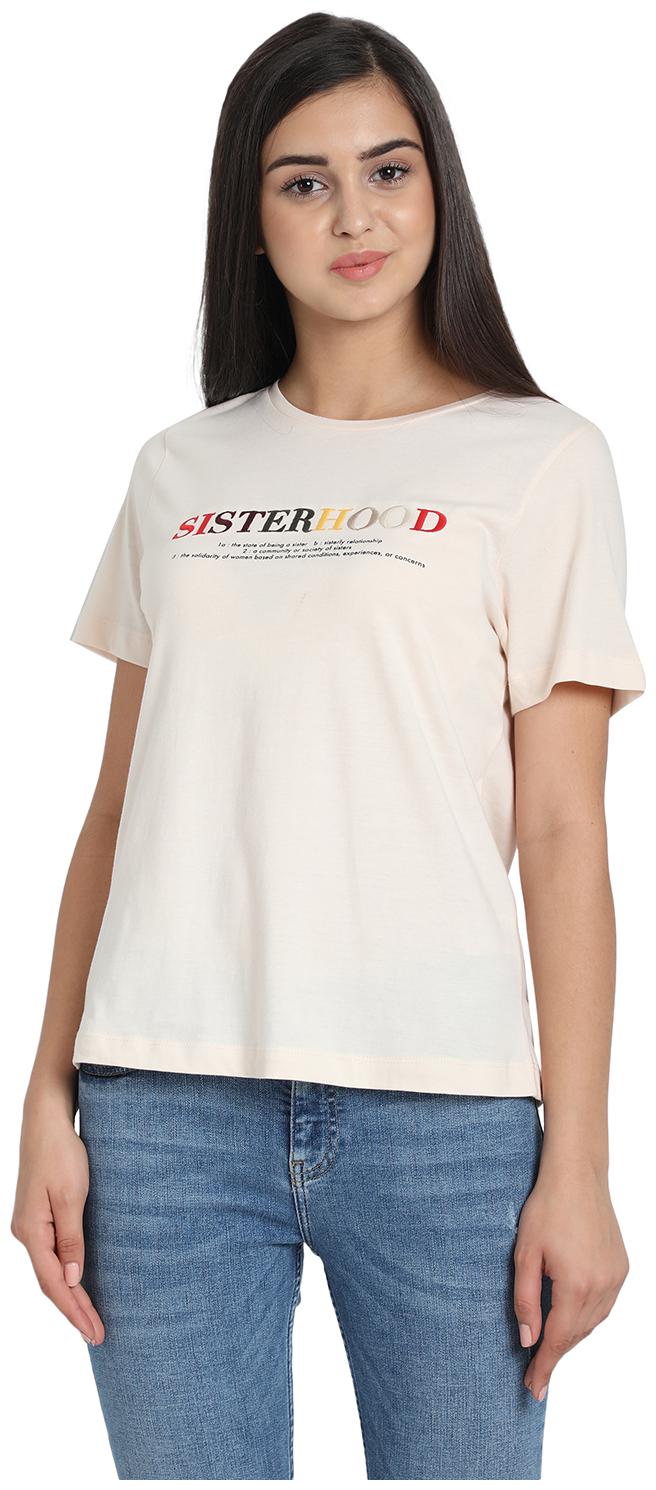 

Cover Story Women White Regular fit Round neck Cotton T shirt