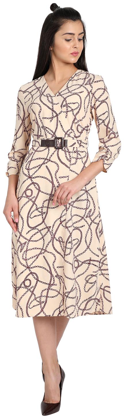 

Cover Story Beige Printed Wrap dress