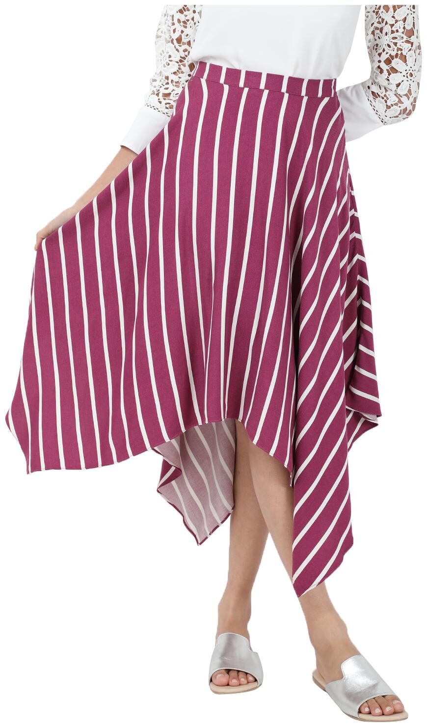 

Cover Story Striped Wrap skirt Midi Skirt - Purple