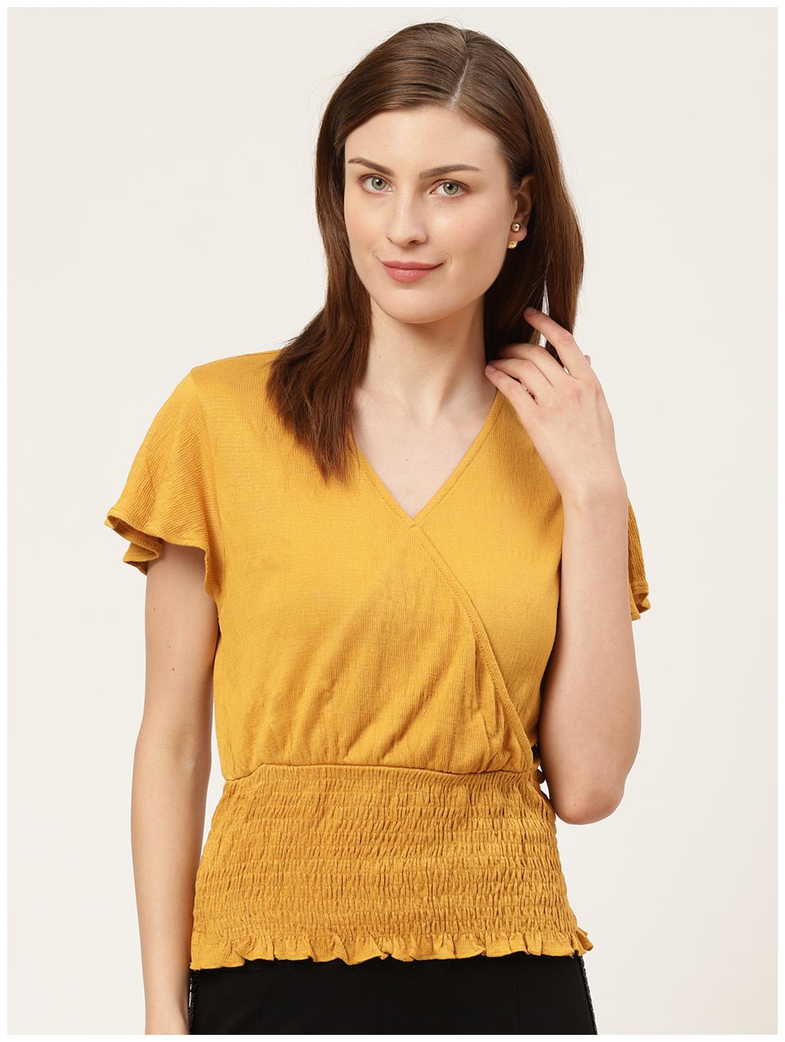 

Cover Story Women Viscose Rayon Solid Blouson Yellow