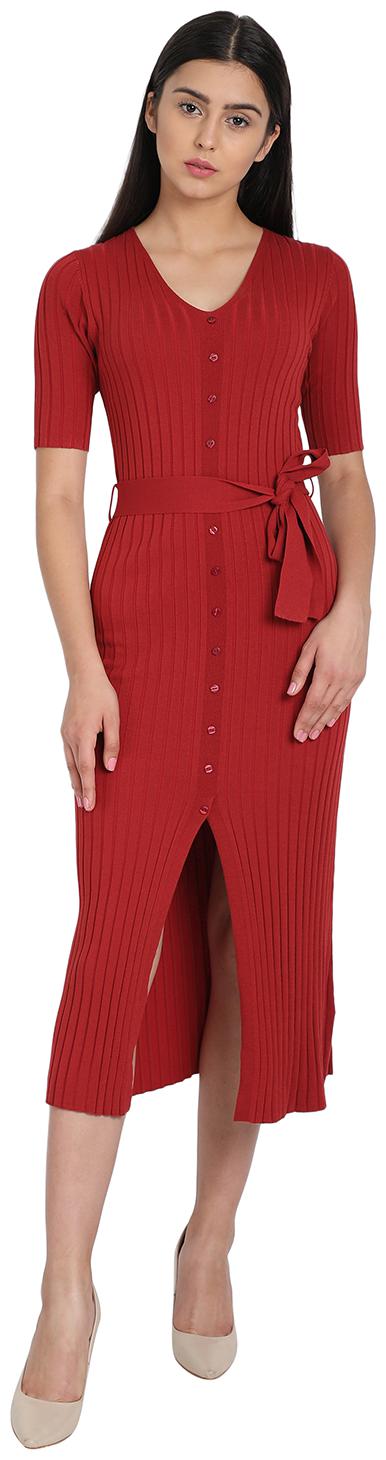 

Cover Story Red Solid Maxi dress