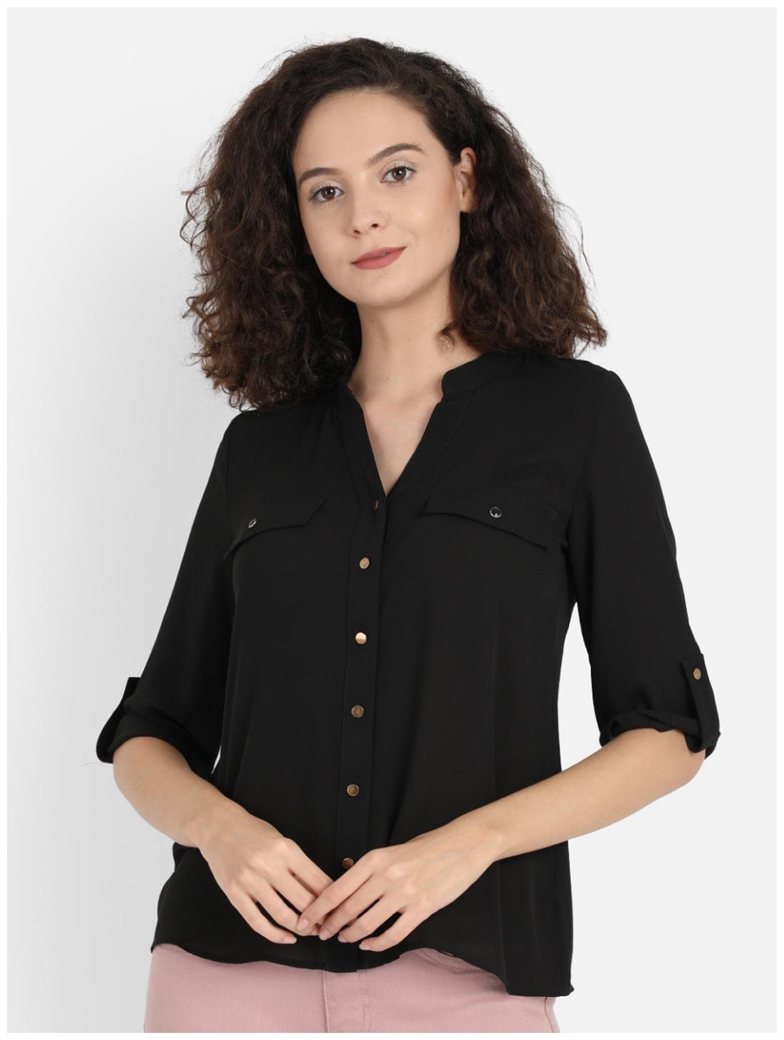 

Cover Story Women Solid Wrap top - Black