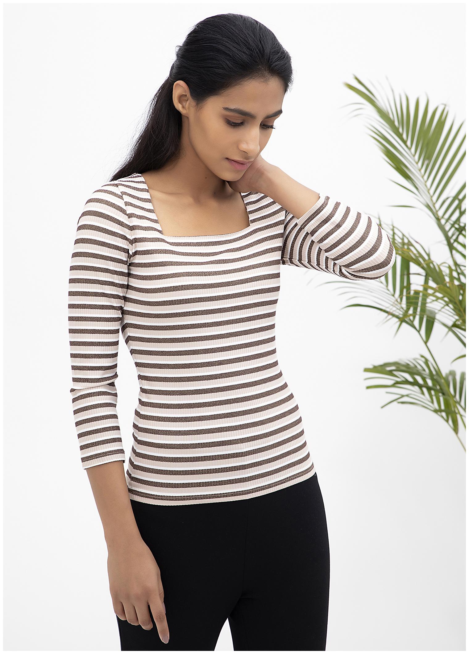 

Cover Story Comfy Striped Ribbed Tee