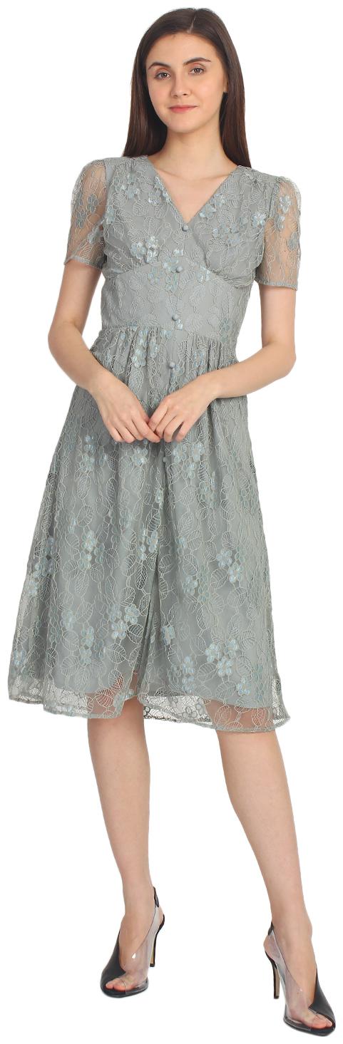 

Cover Story Blue Embroidered Maxi dress