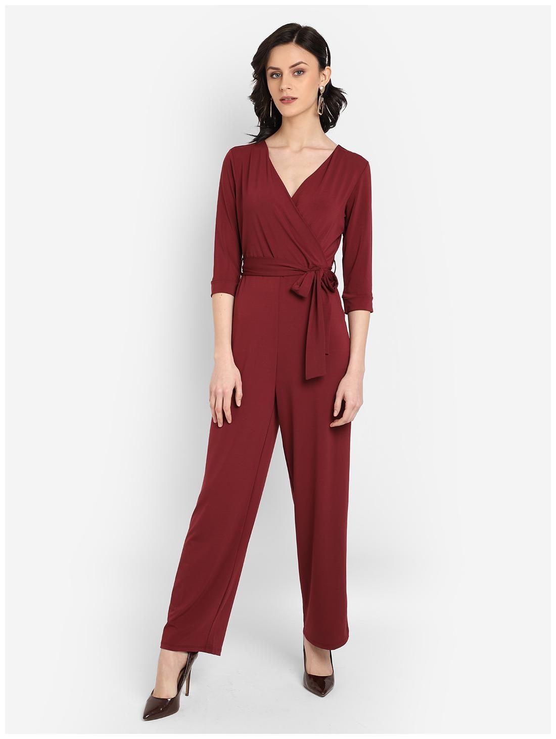 

Cover Story Solid Jumpsuit - Maroon