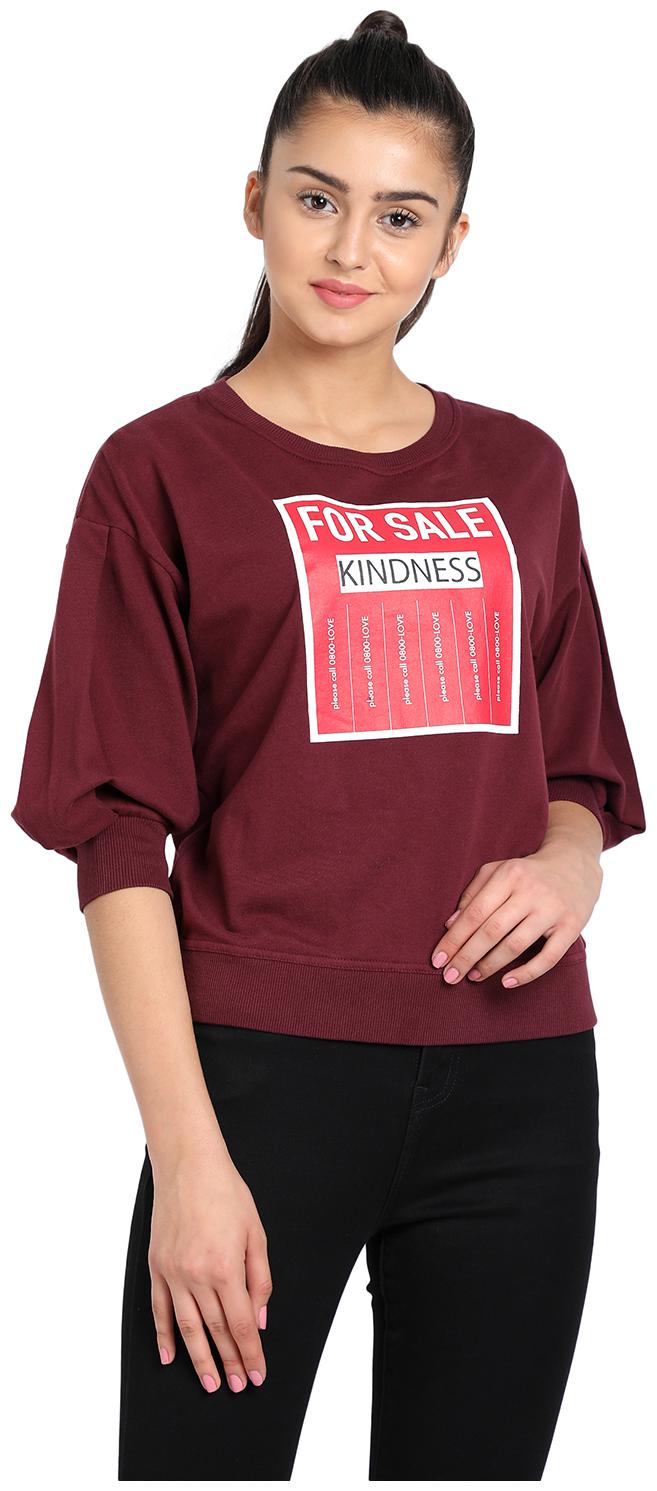 

Cover Story Women Printed Sweatshirt - Maroon