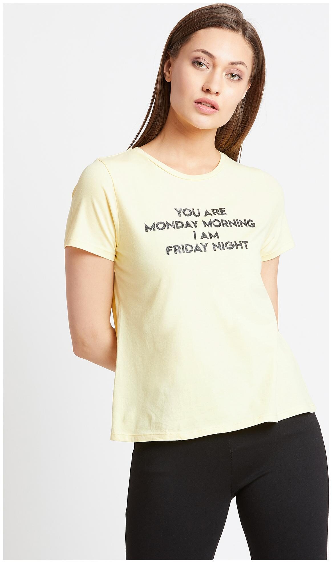 

Cover Story Women Yellow Regular fit Round neck Cotton T shirt