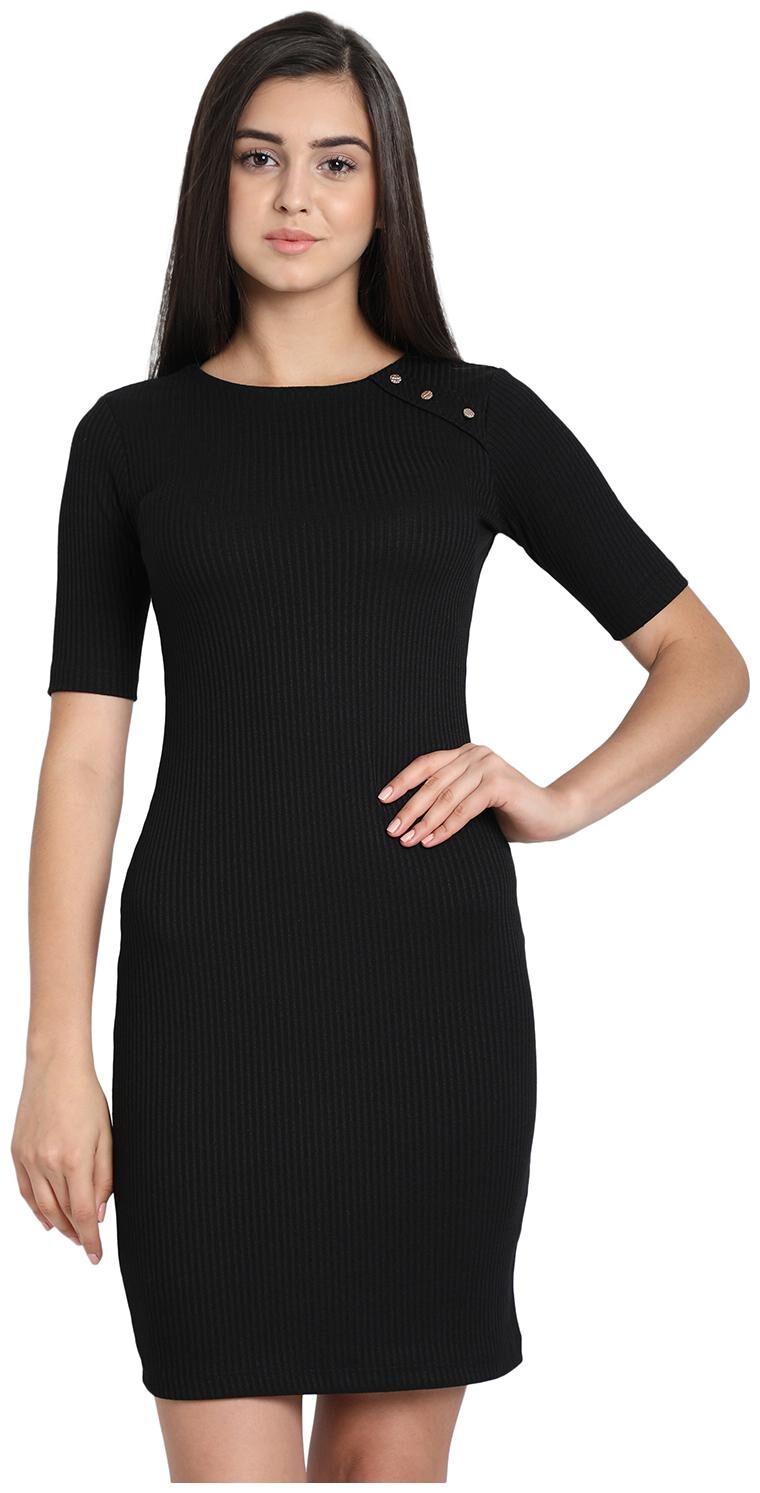 

Cover Story Black Solid Pinafore dress