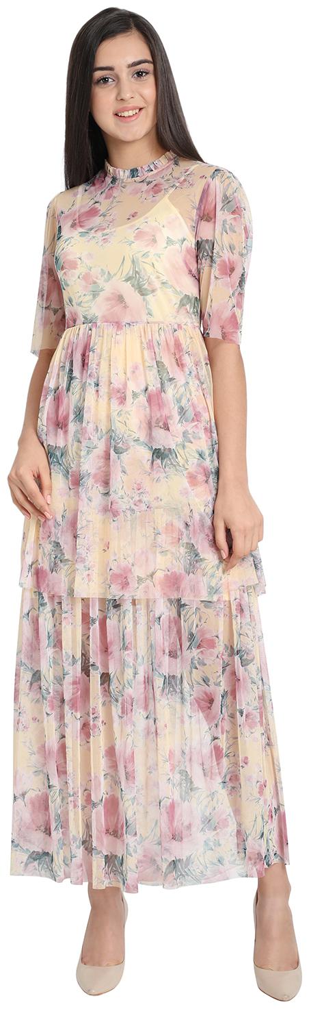 

Cover Story Yellow Printed Maxi dress