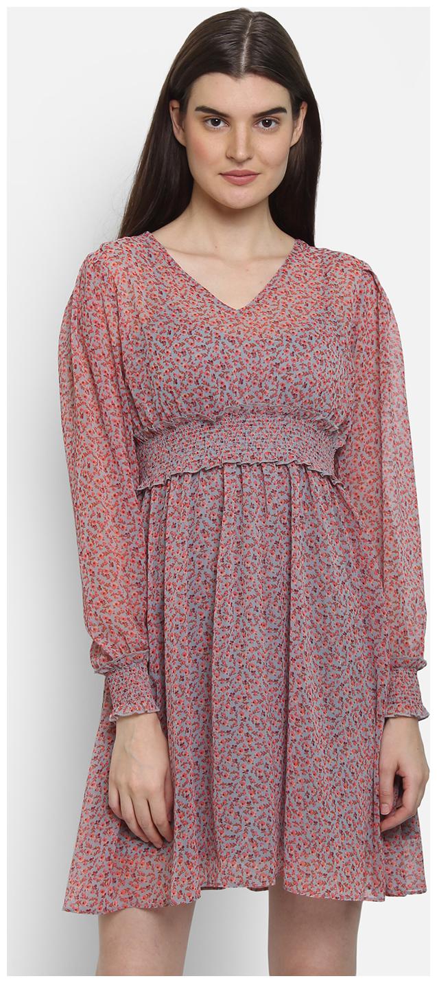 

Cover Story Red Printed Flared dress