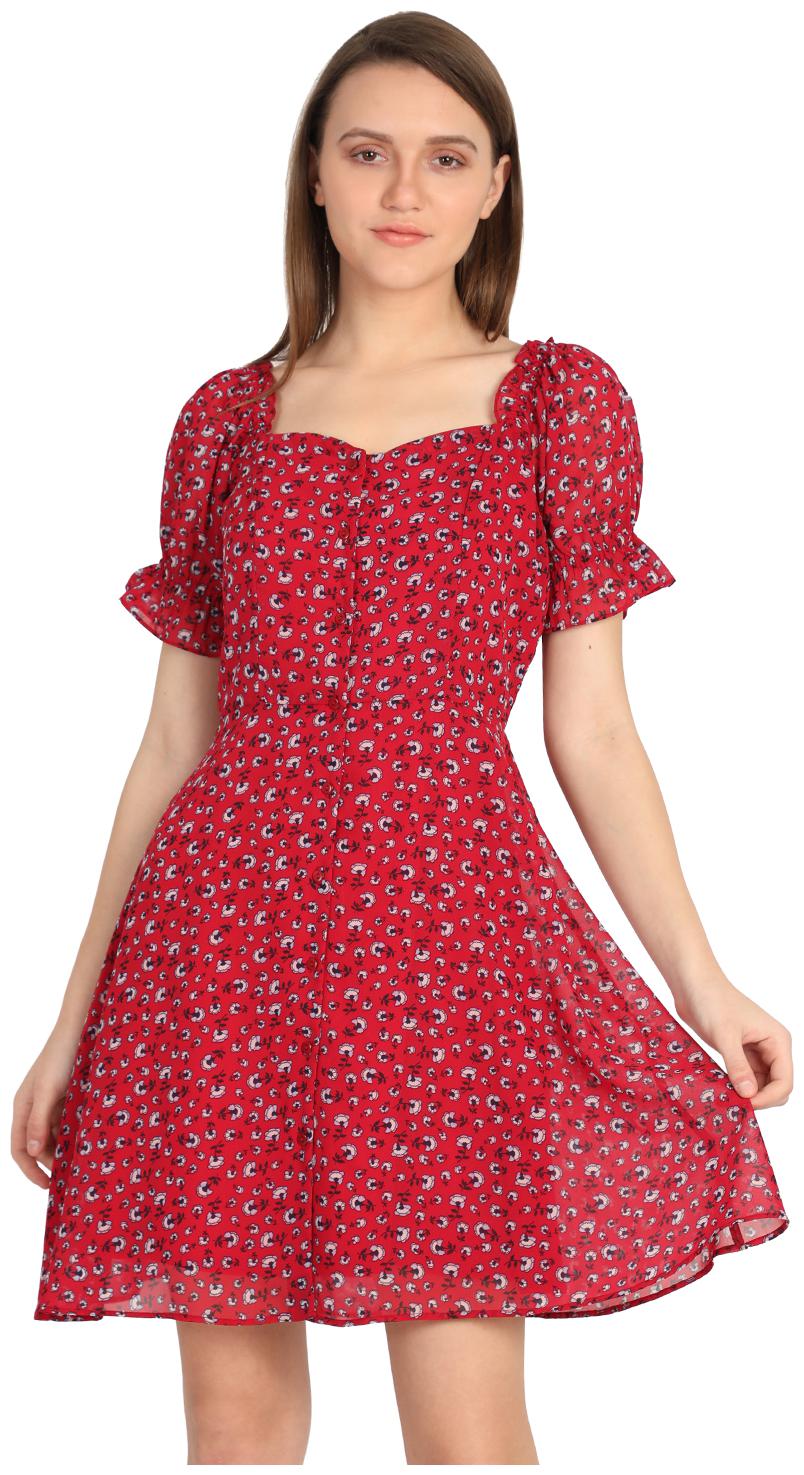 

Cover Story Red Floral Sheath dress