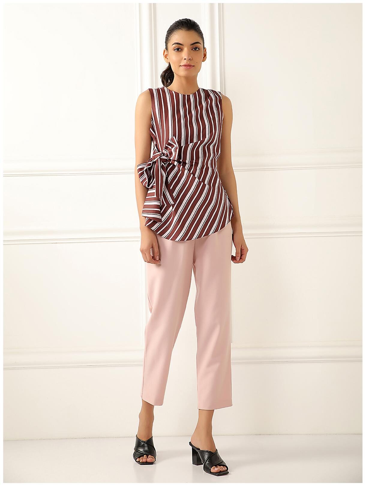 

Cover Story Women Striped Regular top - Maroon