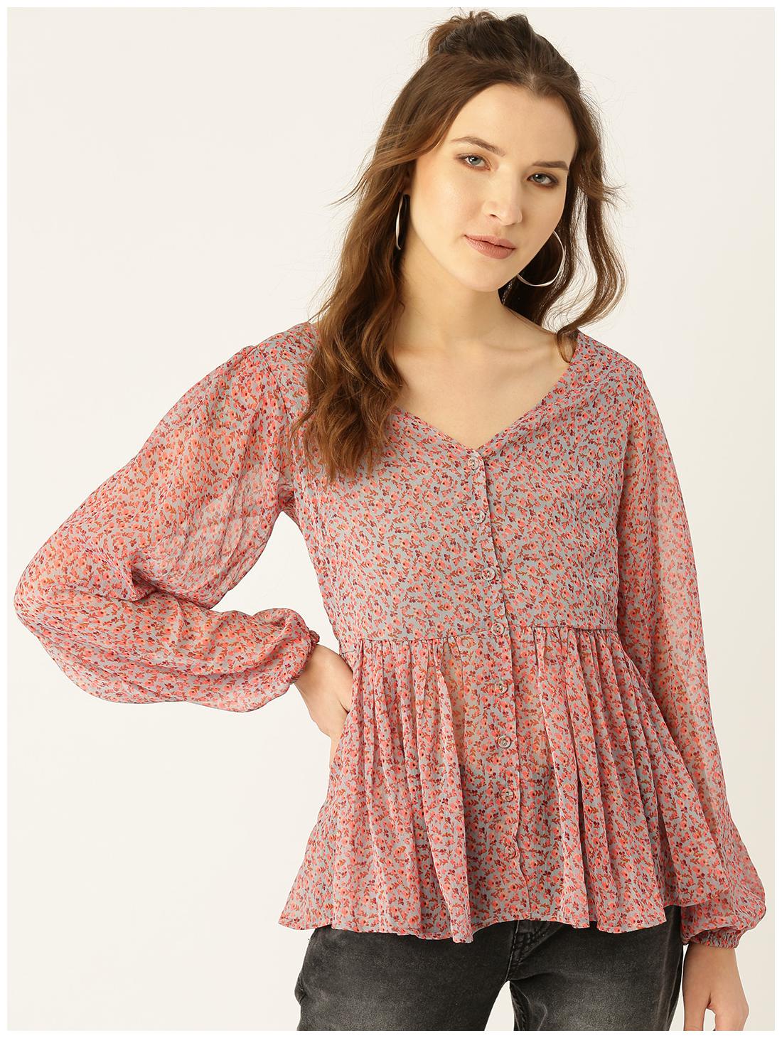 

Cover Story Women Printed Regular top - Peach