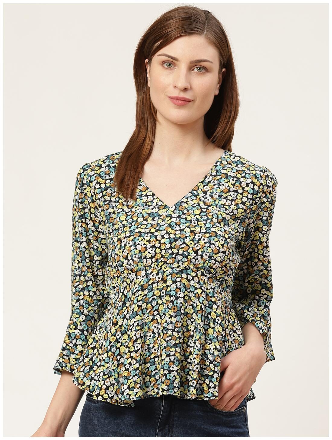 

Cover Story Women Viscose Rayon Printed Blouson Multi