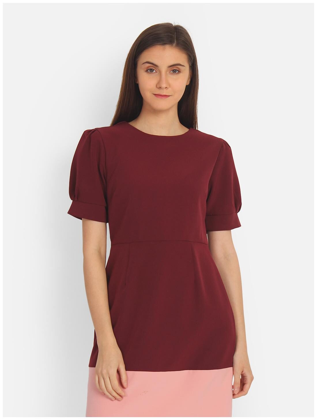 

Cover Story Women Blended Solid Regular Top Wine