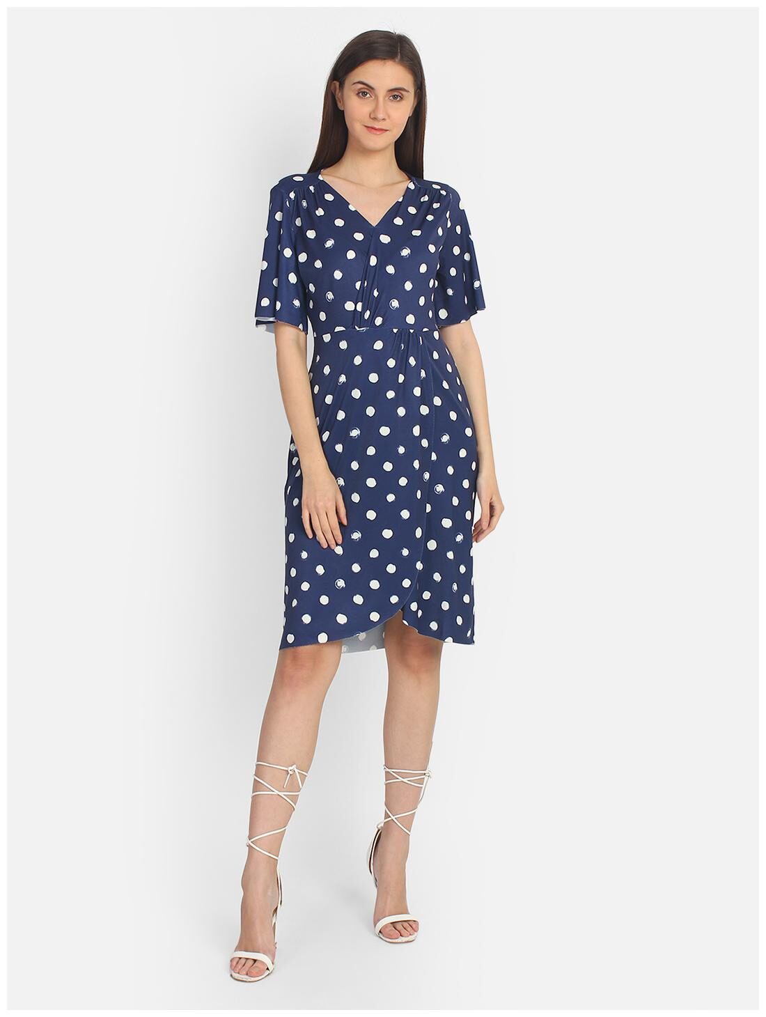 

Cover Story Blue Polka dots Sheath dress