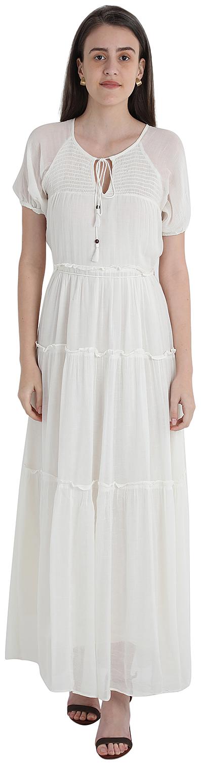 

Cover Story White Solid Maxi dress